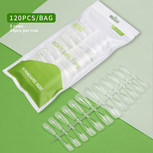 120 Uds. al por mayor, puntas de uñas postizas acrílicas estilo francés, suaves y naturales, de cobertura completa, para arte de uñas. - Product Image 2