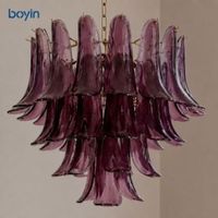 Lustre en verre violet rétro de luxe français pour salon, chambre, villa, escalier, salle à manger, luminaire suspendu moderne nordique Murano