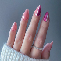 Ensemble de faux-ongles, réutilisables, colorés, pour bébés, couleur unie, rose, nail-Art, 240 pièces, boîte d'emballage, Design personnalisé, réutilisables
