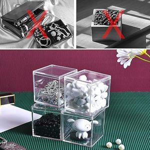 Clear Acrylic <strong>Box</strong> Plastic Square Cube, <strong>Small</strong> Plastic square Cube Containers with <strong>Lid</strong> <strong>Storage</strong> <strong>Box</strong> - Product Image 3