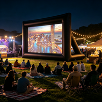 Écran de projection gonflable portable en tissu Oxford 210D de 16 pieds, format cinéma 16:9, pour films en plein air