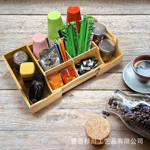 Caja de Almacenamiento de Escritorio de Bambú, Organizador de Madera Rectangular Expandible para Uso en Oficina - Product Image 1