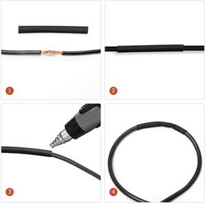 Tube <span class=keywords><strong>thermorétractable</strong></span> étanche à rapport 3:1 Tube <span class=keywords><strong>thermorétractable</strong></span> doublé d'adhésif Tube rétractable à double paroi avec colle noir - Product Image 3