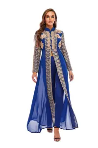 New Arrival 3D Decoration Collage Floral Muslim Women Abaya Pakistani Indonesia India Arabic Long Dress