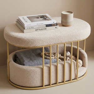 Cama para Mascotas de Doble Uso con Peluche Sintético, Cabina para Gatos con Varillas de Acero Resistentes, Cojín Acogedor para Dormir - Product Image 4