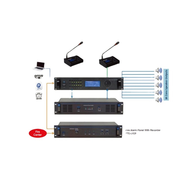 10 Zone Public Address Systems Controller with Mp3 Public Audio Adress Speaker Intelligent