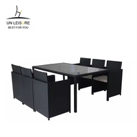 Ensemble de table à manger en rotin moderne et durable, personnalisé en usine, avec structure en acier pour salon, chambre et mobilier de patio