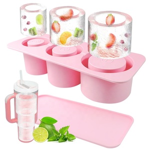 Stanley <span class=keywords><strong>3</strong></span>-khoang Silicone Ice Cube Tray với dễ dàng phát hành 20-40oz xi lanh Ice khuôn mẫu nắp cho cốc cốc Ice Cream Maker công cụ - Product Image 1