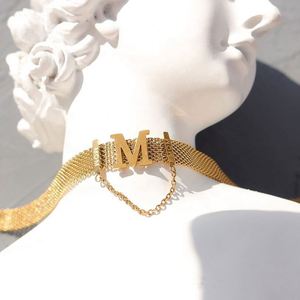 Collana Girocollo a Catena Larga con Lettere Intagliate per Donna, Gioielli di Moda in Acciaio Inossidabile, Collane con Iniziali <span class=keywords><strong>M</strong></span> per Mamma - Product Image 5