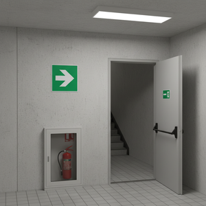 Uscita di emergenza freccia sinistra alluminio 250x250mm Made in Italy - Product Image 2