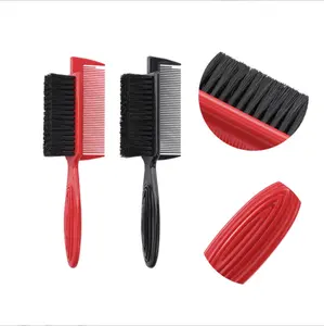 cepillo de pelo de los hombres Suppliers-Cepillo de peluquería con logotipo personalizado para hombres, cepillo negro para cortar el pelo y el cuello, limpiador de barba de plástico para peluquero