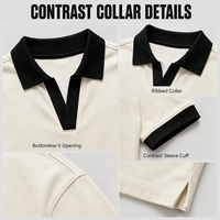 T-shirt Homme Premium Vintage à Col et Bordures Contrastantes, Lettres Imprimées Effet Peinture, Coupe Ample et Lourde, Manches Courtes