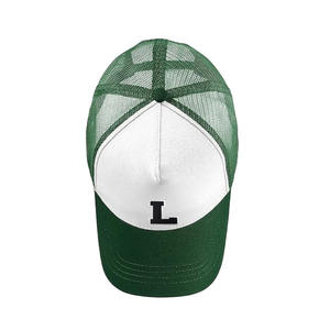 Casquette de camionneur bicolore unisexe avec logo de broderie personnalisé du fabricant structuré à 5 panneaux avec dos en maille respirante et bord incurvé pour le sport - Product Image 4