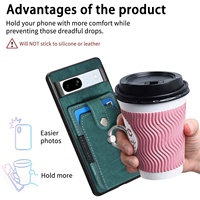 Étui de protection intégral en cuir PU avec fentes pour cartes et support anneau pour Google Pixel 9A / 10 Pro, design gaufré