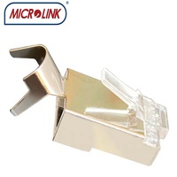 Connecteur blindé RJ45 STP Cat7 MICROLINK 50u plaqué or, traversant, 8p8c, fiche modulaire / Certifié CE