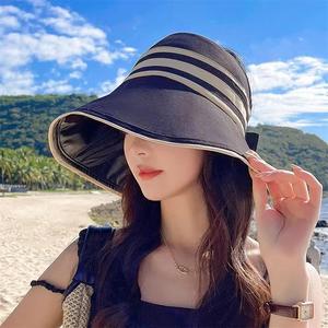 หมวกปีกกว้างสำหรับฤดูร้อน ป้องกันแสงแดด ระบายอากาศได้ดี พับเก็บได้ เหมาะสำหรับกิจกรรมกลางแจ้ง ชายหาด ท่องเที่ยว สไตล์ผู้หญิง - Product Image 1
