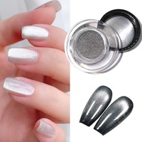 Poudre magnétique effet œil-de-chat chromé 2026, effet miroir 9D, pigment magique galaxie pour nail art velours argenté
