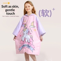 Serviette de plage à capuche pour enfants, poncho en microfibre, imprimé licorne, séchage rapide, fermeture à pression, OEM personnalisé, vente en gros