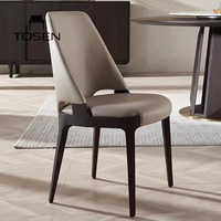 Chaises de salle à manger modernes et minimalistes en bois massif, tabourets à dossier en cuir véritable pour la maison, restaurants nordiques