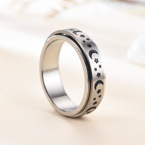 뜨거운 판매 골동품 스타 문 패턴 로즈 골드 컬러 남성 여성 결혼 반지 - Product Image 6