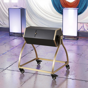 Tambour de tombola mobile avec 4 roues-Tirage au sort de la boîte de loterie à cadre doré pour les événements de fête - Product Image 2
