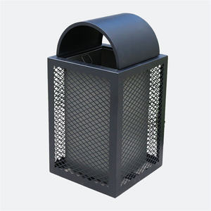 Contenedor de basura de metal para exteriores urbano municipal cubo de basura fuera de la calle de la ciudad cubo de basura de reciclaje cubo de basura de acero comercial público - Product Image 3