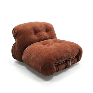 Fauteuil individuel en velours marron, style moderne et minimaliste, pour salon, hall d'entrée, villa, canapé modulaire sectionnel - Product Image 1