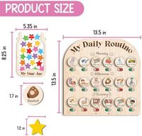 Tableau des Tâches Quotidiennes en Bois Gravé pour Tout-Petits – Système de Récompense avec Règles du Matin et du Coucher – Décoration Murale Artisanale pour Enfants