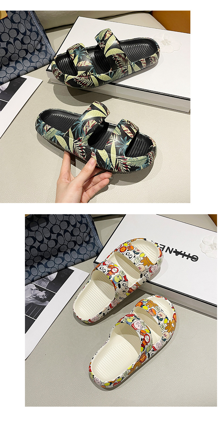 Summer Women Printed Slides Shoes EVA Thick Soled Non Slip Slippers Sandals Men