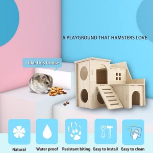 บ้านหนูวิลล่าแบบพรีเมี่ยมบ้านหนูเล็กสองชั้นบ้านสไลเดอร์แสนสนุกสำหรับหนูแฮมสเตอร์หนูเจอร์บิลและสัตว์ขนาดเล็กอื่นๆ - Product Image 6