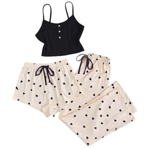 <span class=keywords><strong>Pigiama</strong></span> da donna in poliestere con motivo a <span class=keywords><strong>cuori</strong></span>, stile uniforme, dolce e adorabile, set tre pezzi per primavera/estate, di alta qualità 333 - Product Image 5