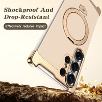 Funda Magnética Premium para Teléfono con Anillo de Soporte, Electrochapada en TPU, Protección Antigolpes en las Esquinas, para Samsung S26 25 Ultra