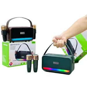 Xách Tay LED Nhấp Nháy Ánh Sáng Máy Karaoke M2206 + Retro Mini Micro Bluetooth Loa Ngoài Trời Cầm Tay Ca Hát Loa - Product Image 1