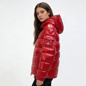 Boying Women's Winter <strong>Classic</strong> Regular Down Jacket Hood Breathable Zipper Casual Warm Goose Coat Coat Polyester Lining ODM / OEM - Product Image 4