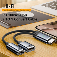 Adaptateur USB-C 2-en-1 avec câble OTG et de charge rapide PD 100W, port USB-A femelle