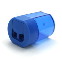 Taille-crayon manuel en plastique à double trou avec couvercle coulissant grande capacité pour étudiant