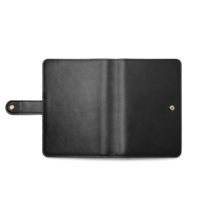Couverture de planificateur en cuir PU noir de qualité supérieure, logo personnalisé, budget, classeur à 6 anneaux avec fente pour cartes, boucle pour stylo