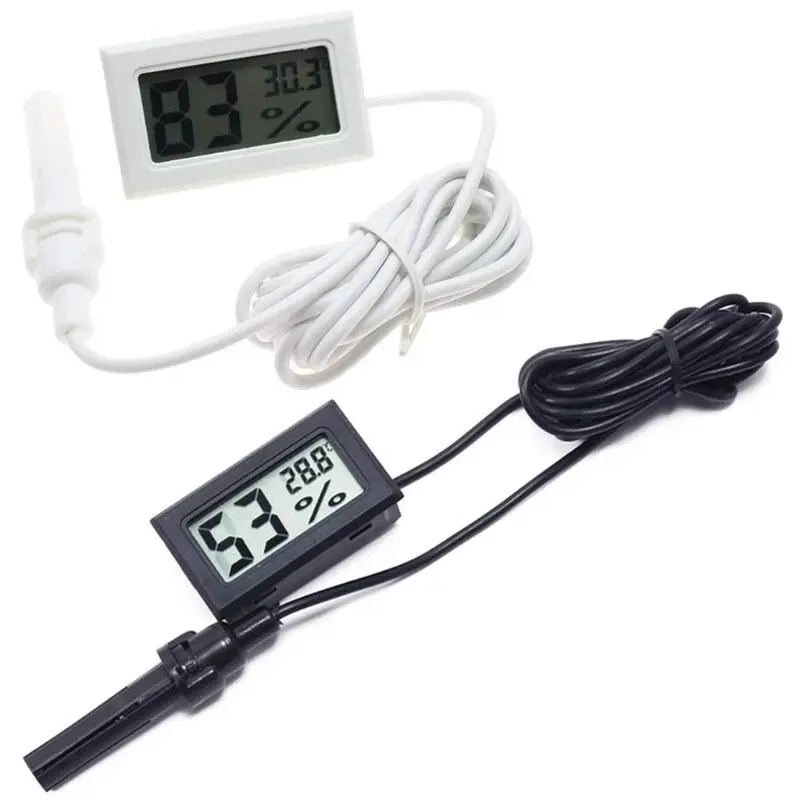 FY-12 Digital Thermometer Hygrometer LCD Display Temperature Humidity Measure Monitor for Indoor Digital Hygrometer with Probe