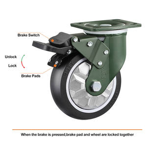 YTOP 4 5 6 8 Rodízios De Poliuretano Preto Rodízios Industriais Pesados Resistente Ao Desgaste com Rodízios De Bloqueio Giratório - Product Image 4