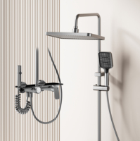 Ensemble de robinetterie de douche murale 4 fonctions en aluminium à commande par bouton, avec pommeau de pluie et pistolet de pulvérisation, modèle 3099, pour salle de bain d'hôtel, directement de l'usine