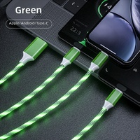 Câble de données USB lumineux RVB 3-en-1 à chargement rapide, cordon de chargeur de voiture lumineux pour iOS, Android et Type C – Offre Spéciale