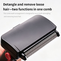 Brosse démêlante pour animaux de compagnie avec angle réglable, peigne auto-nettoyant à bouton-poussoir en acier inoxydable pour chats et chiens à poils courts