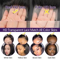 Perruque Lace Front Cheveux Humains Vierges Bouclés Densité 250, Dentelle HD, Prête à Porter Sans Colle, Pré-Pluckée, Nœuds Blanchis