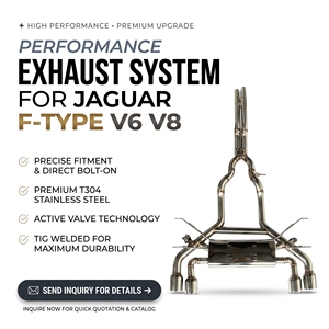 Échappement arrière à soupapes en acier inoxydable Vortex pour Jaguar F-TYPE V6 V8 avec silencieux central transversal et kit de quatre embouts chromés - Product Image 1