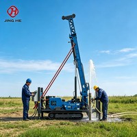 Foreuse mobile pour puits d'eau 500m, structure compacte, grand couple, équipement de forage DTH adapté aux sols, roches et strates mixtes