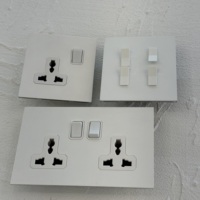 Interrupteur mural universel double prise 86 1/2/3/4 GANG 2 voies, panneau en acier inoxydable blanc, variateur de lumière UK13a, TV, ordinateur, 10A