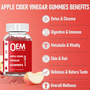 Gomitas de vinagre de sidra de manzana personalizadas con logotipo barato, potenciador metabólico de fibra dietética con infusión de vitamina B12 y ácido fólico para adultos para belleza - Product Image 6