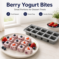 Molde de Silicona para Porciones de Yogur, Bandeja de 10 Cavidades para Postres de Frutas y Preparación de Alimentos para Niños