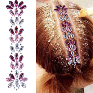 Autocollants de tatouage en strass, décorations temporaires pour cheveux et visage, cristaux de maquillage pour fêtes, scènes et festivals - Product Image 4