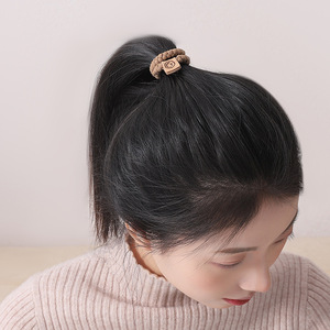 Élastique à cheveux en tissu épais avec logo Smiley, pour usage quotidien, couleur unie, accessoire capillaire de haute qualité - Product Image 3